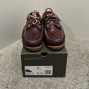 Men Timberland 3 Eye Lug Handsewn Shoe size 10US Burgundy Leather